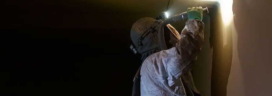 循環式ブラスト工法作業の様子