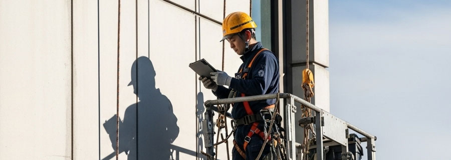 仮設ゴンドラ作業の様子